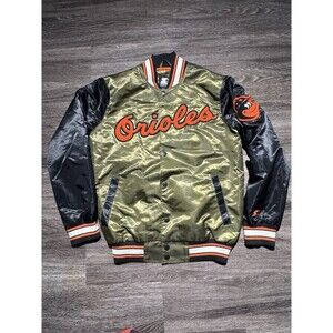 Starter Baltimore Orioles Jacket Mens Medium Olive Green Orange Black Label